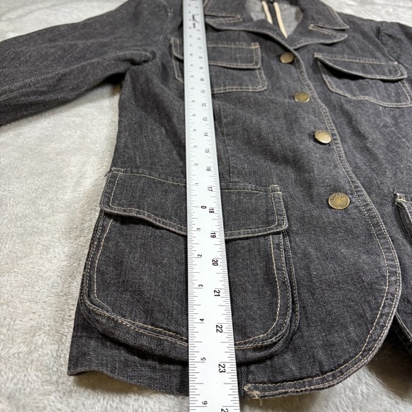 Theory Jacket Women Medium Black Denim Jean Military Blazer Structured 40104498 - Picture 14 of 16